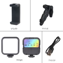 Cross border camera fill light outdoor mobile phone live shooting self portrait beauty light portable RGB pocket light mini (Specifications: WLR1 color fill light bracket set)