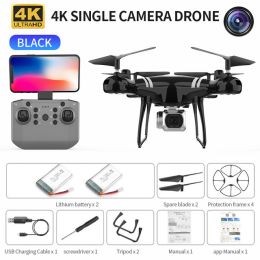 RC Drone Double 4K Wifi FPV HD Camera KY101 Drone Altitude Hold Gesture Mode Long Flying time RC Quadcopter Drone Toys For Boy (Color: Black 4K 2B)