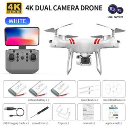 RC Drone Double 4K Wifi FPV HD Camera KY101 Drone Altitude Hold Gesture Mode Long Flying time RC Quadcopter Drone Toys For Boy (Color: White 4K MAX 3B)