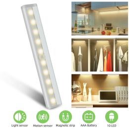 Wireless Motion Sensor Under Cabinet Closet LED Light Kitchen Counter Night Lamp (Color: Warm hite, Number: 2Pcs)