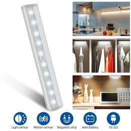 Wireless Motion Sensor Under Cabinet Closet LED Light Kitchen Counter Night Lamp (Color: White, Number: 2Pcs)